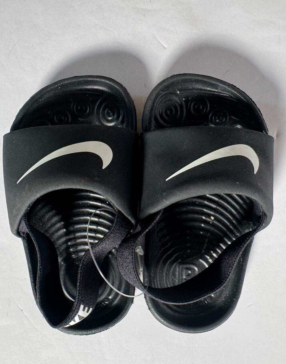 Nike Kawa Toddler Sandals Black White Slides Size 4C BV1094-001